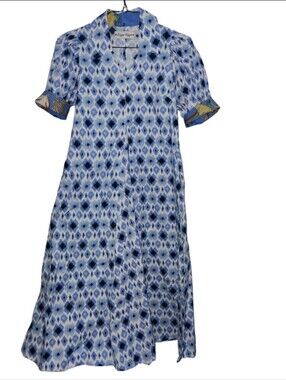Dizzy Lizzie Montauk Midi Dress Pockets Puff Sleeves